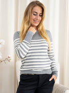 Kaffe KAlizza striped knit pullover grey/turtle dove - Online - Mode