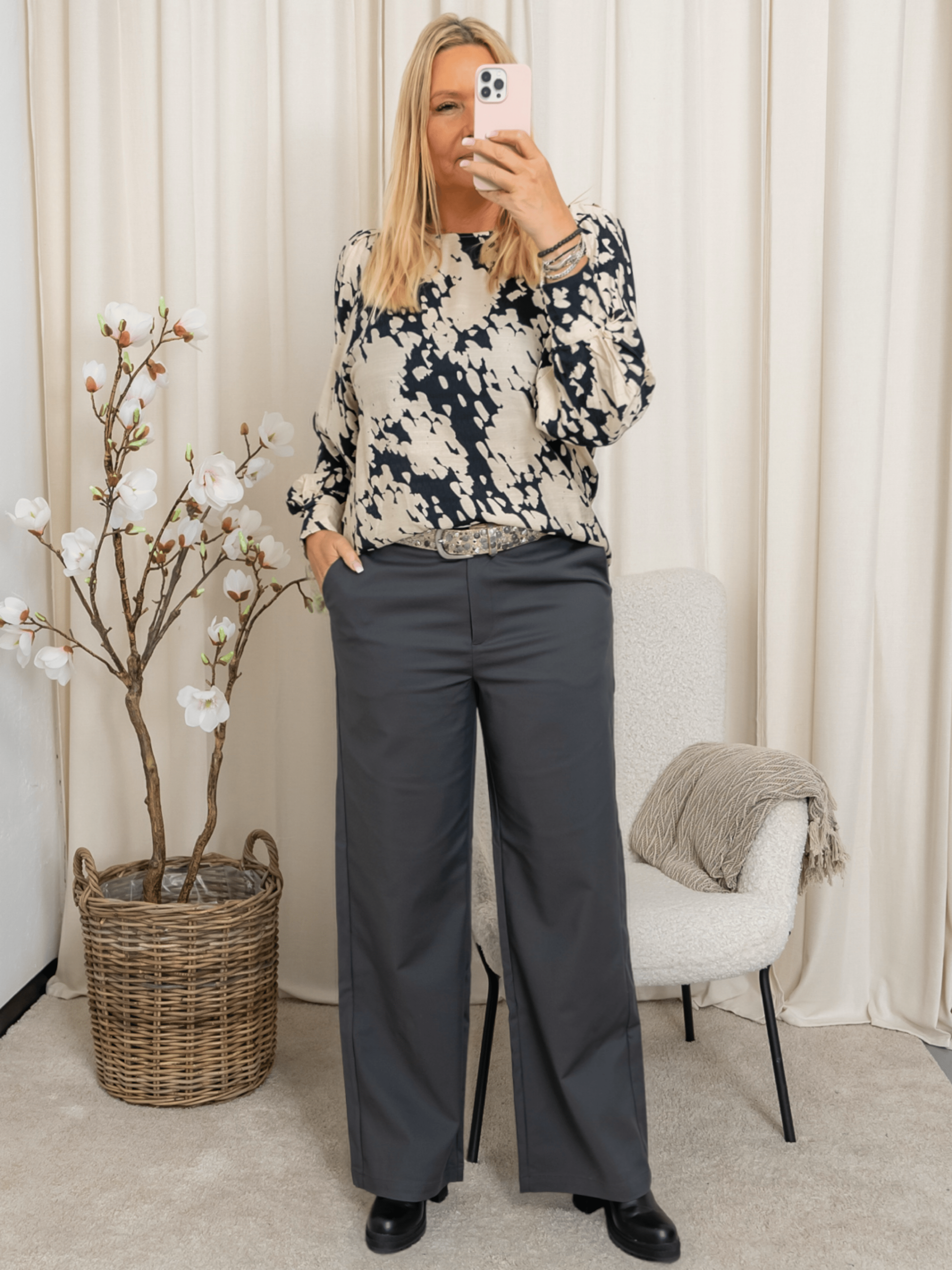 Kaffe KAloraine wide pants black oyster - Online - Mode