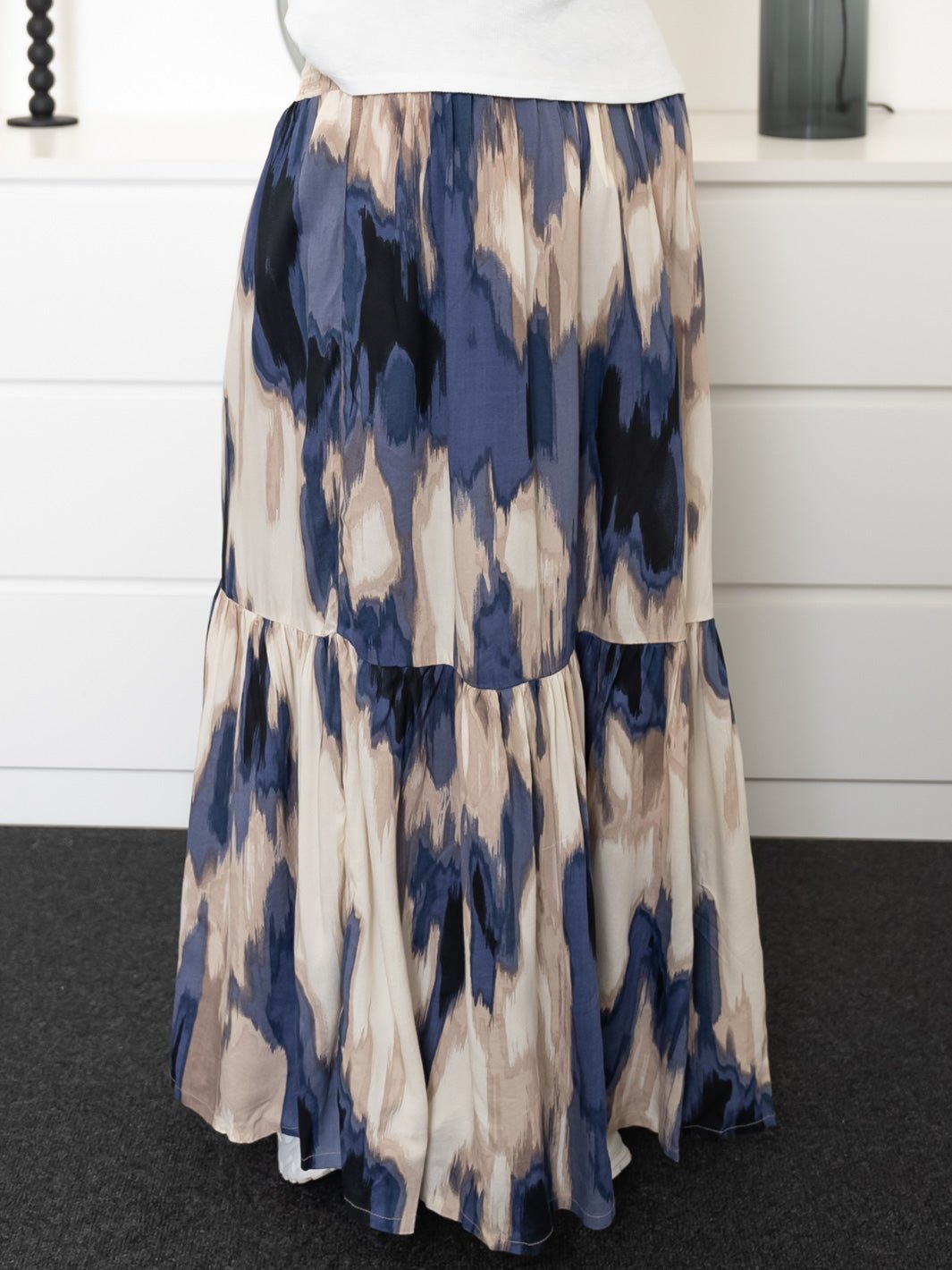 Kaffe KAmaxi smock skirt blue abstract print - Online - Mode