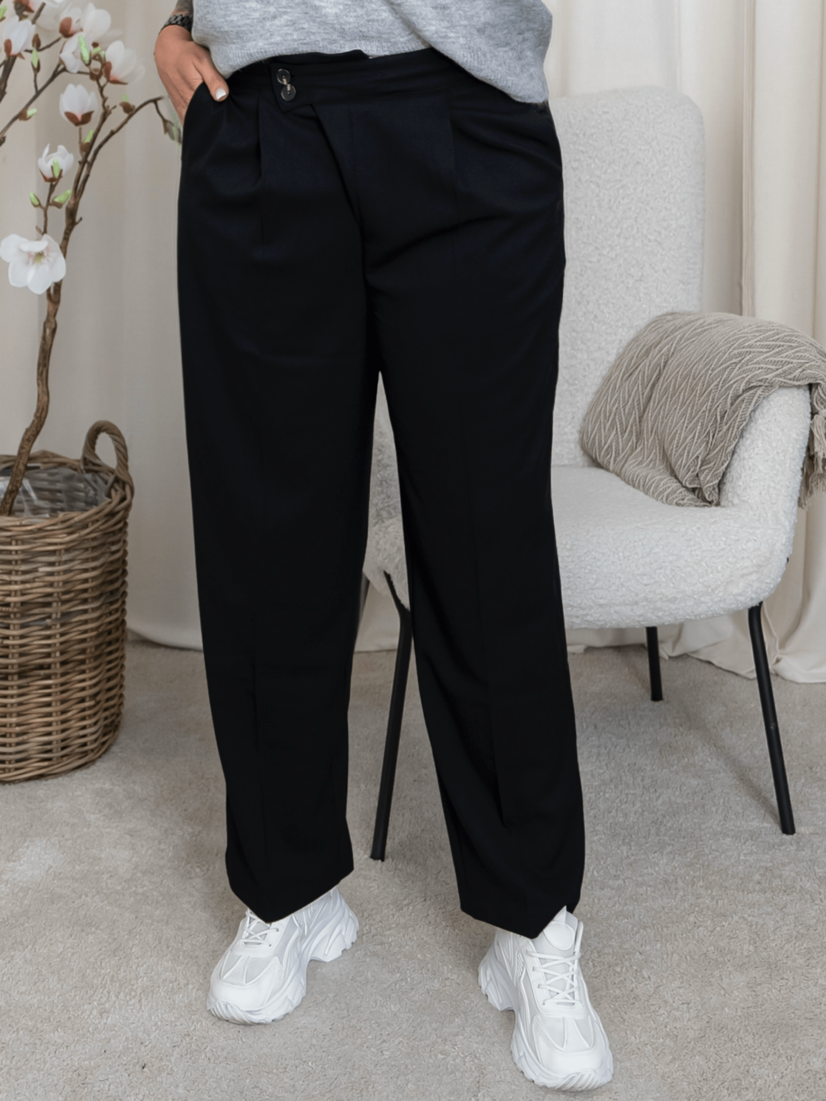 Kaffe KAmerle button pants 7/8 black deep - Online - Mode