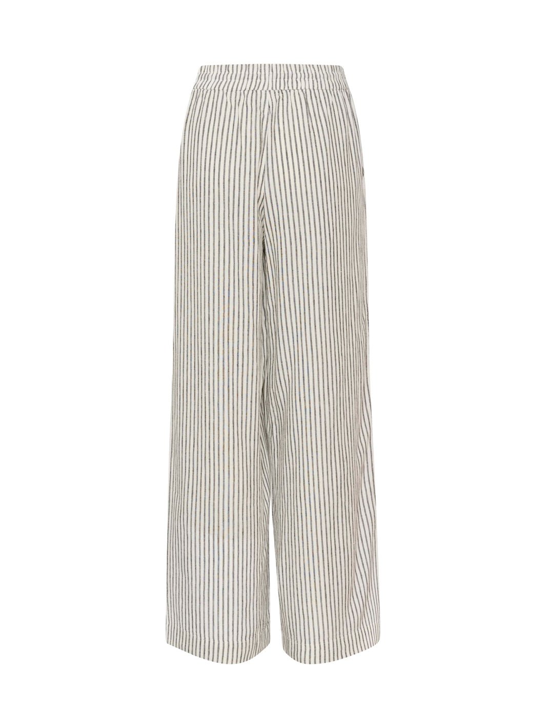 Kaffe KAmilia long wide pants HW chalk/black stripe - Online-Mode