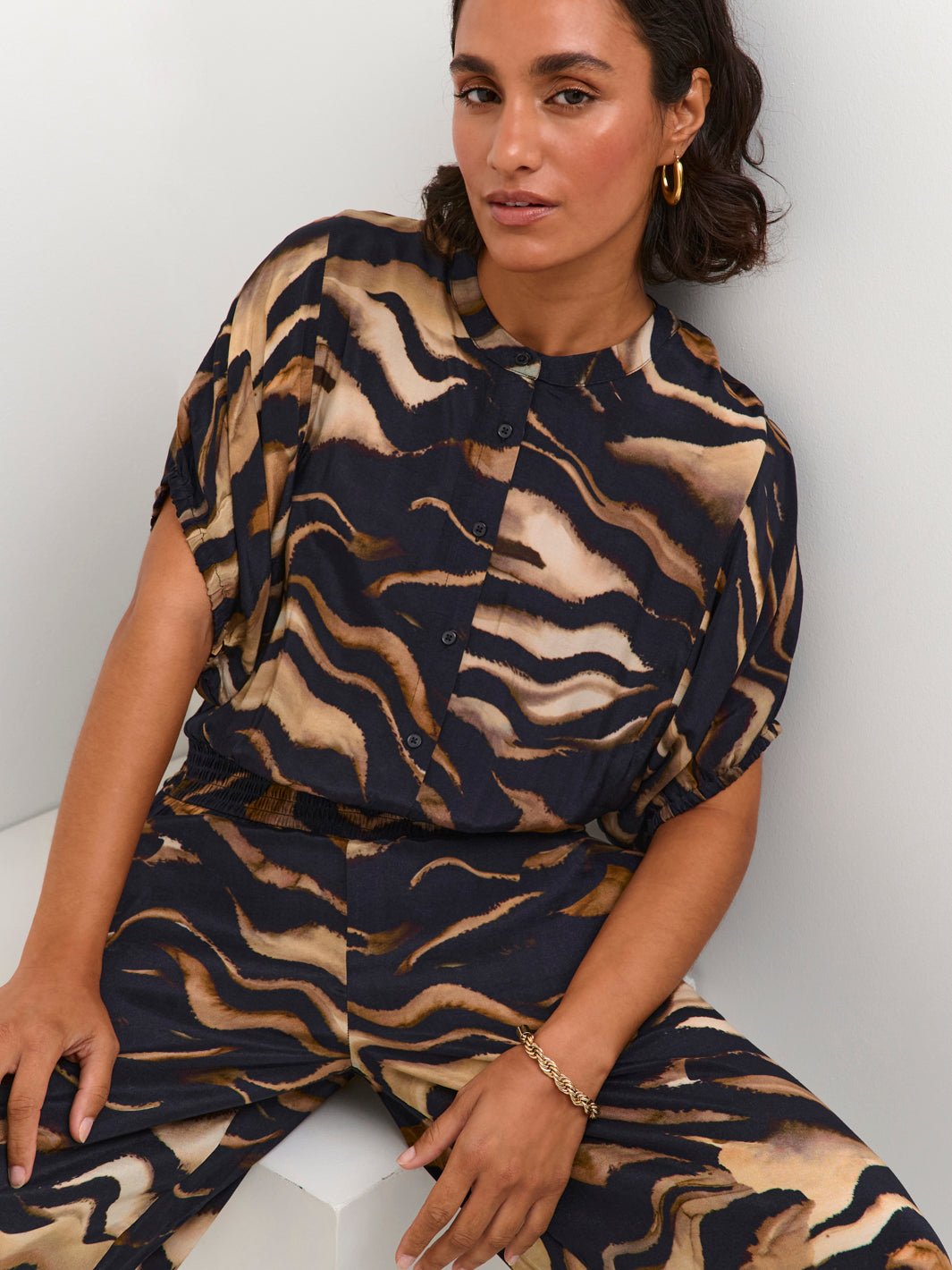 Kaffe KApollie Lia jumpsuit black/brown tiger - Online-Mode