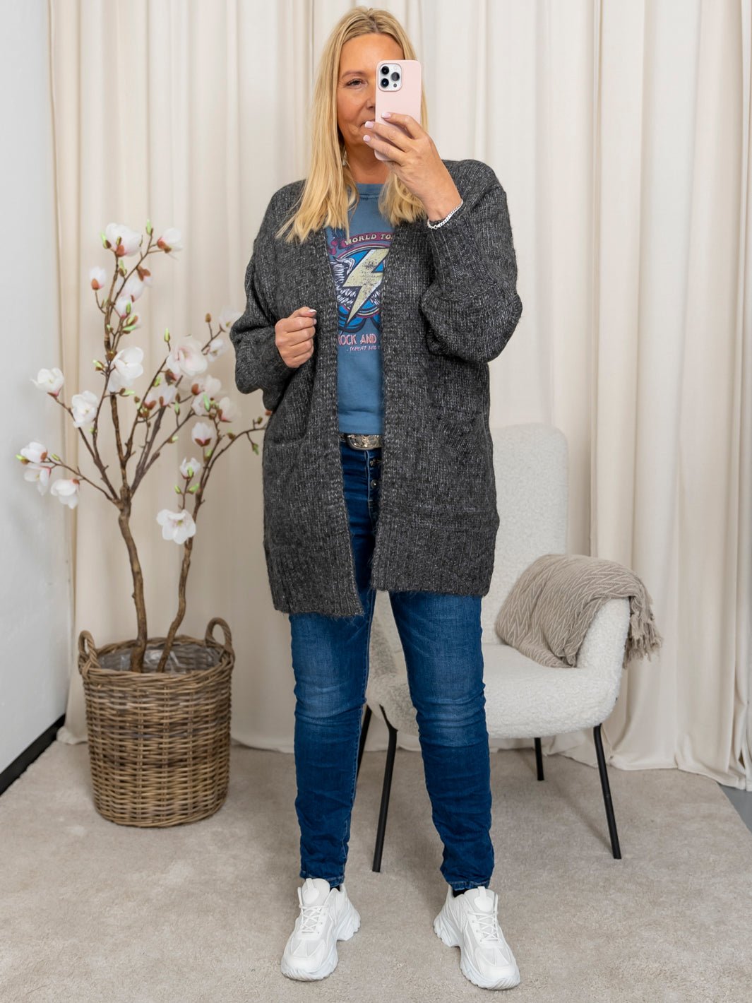 Kaffe KAtrina knit cardigan dark grey melange - Online - Mode