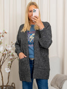 Kaffe KAtrina knit cardigan dark grey melange - Online - Mode