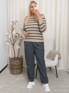 Kaffe KAtrina striped pullover feather grey melange/dark grey - Online - Mode