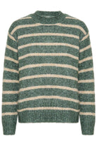 Kaffe KAtrina striped pullover green melange/feather grey - Online - Mode