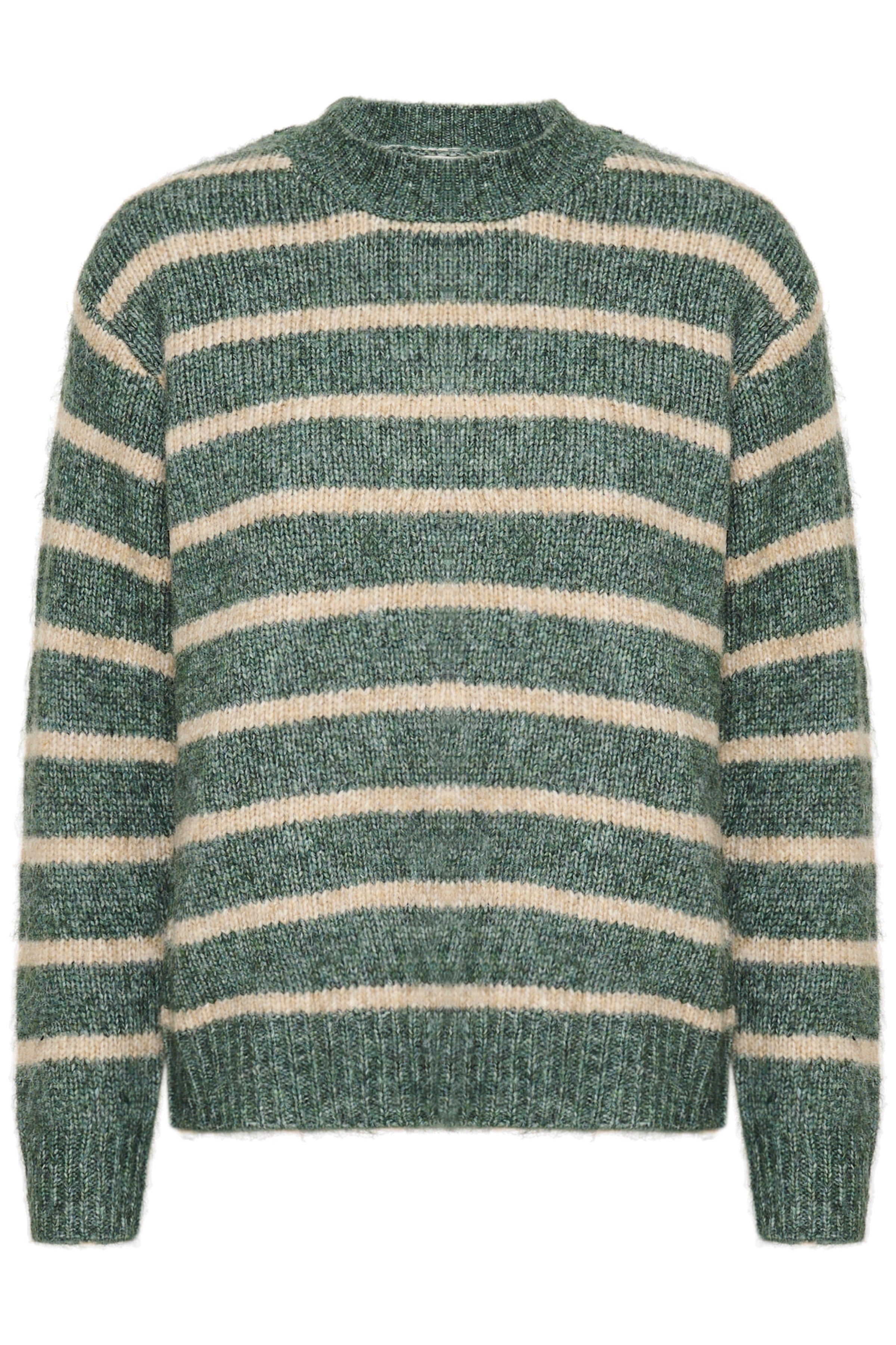 Kaffe KAtrina striped pullover green melange/feather grey - Online - Mode