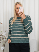 Kaffe KAtrina striped pullover green melange/feather grey - Online - Mode