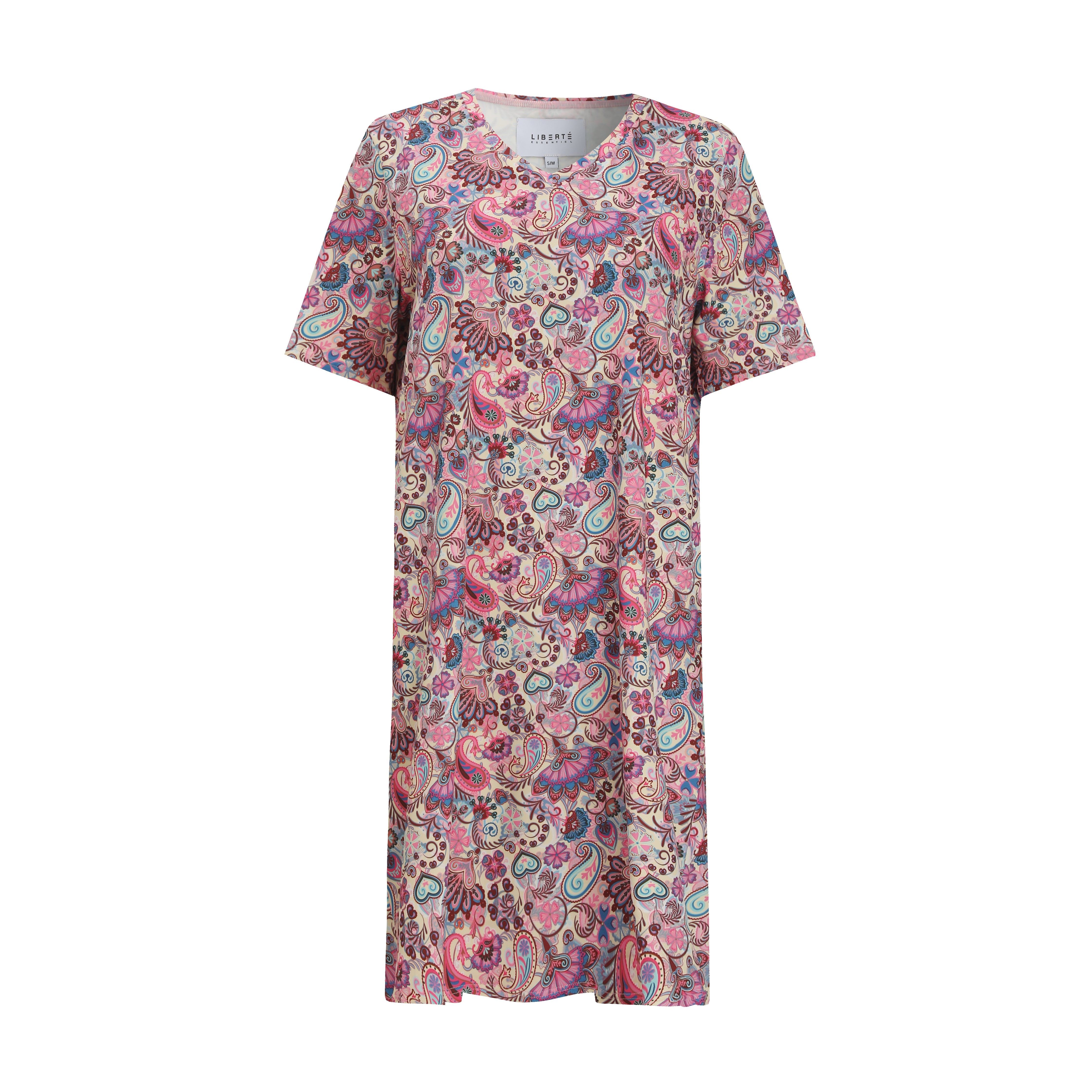 Liberté Alma v-neck t-shirt dress pink paisley - Online-Mode
