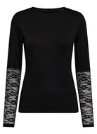 Liberté Isa LS lace sleeve blouse black flower - Online - Mode