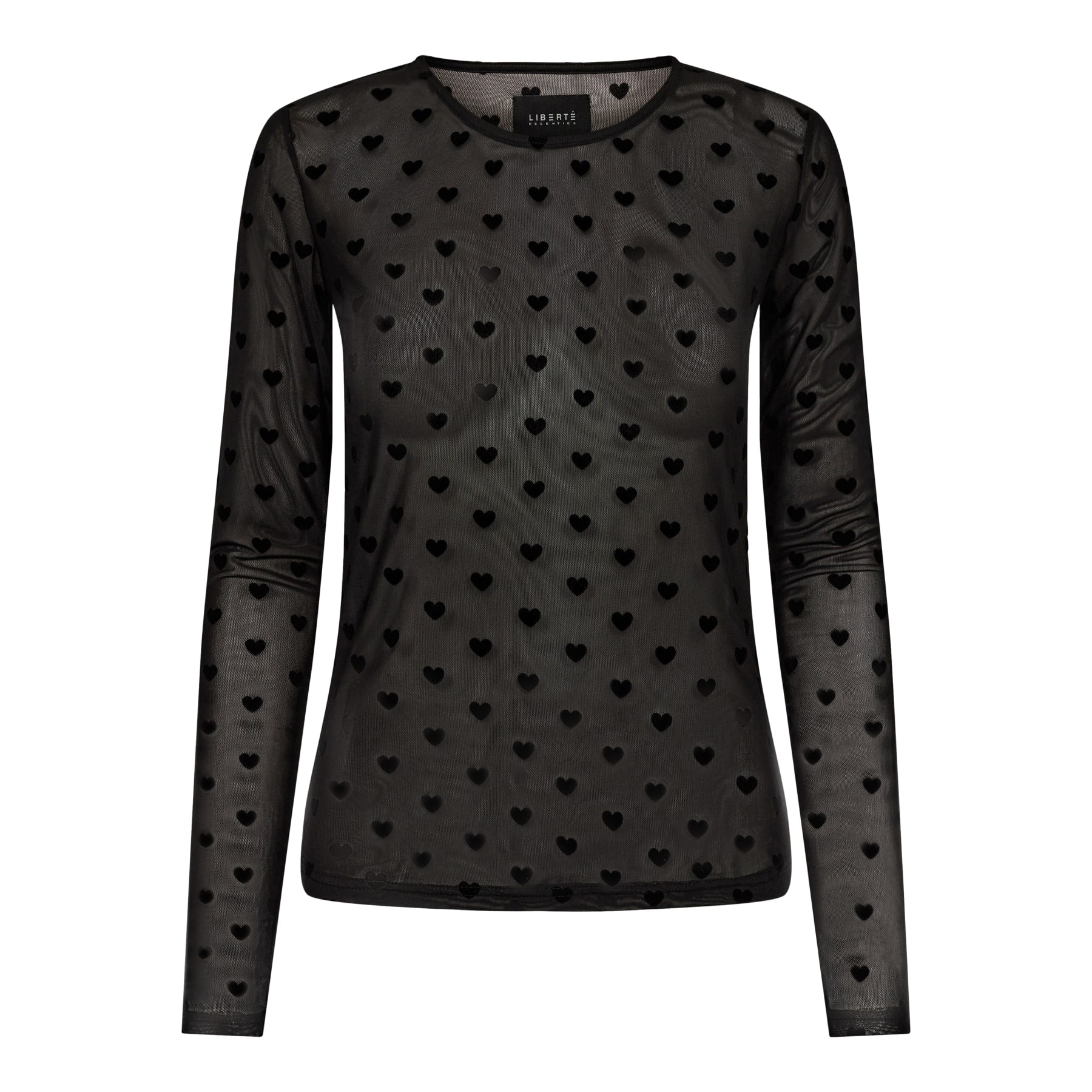 Liberté Mesh LS tshirt black flock heart - Online - Mode