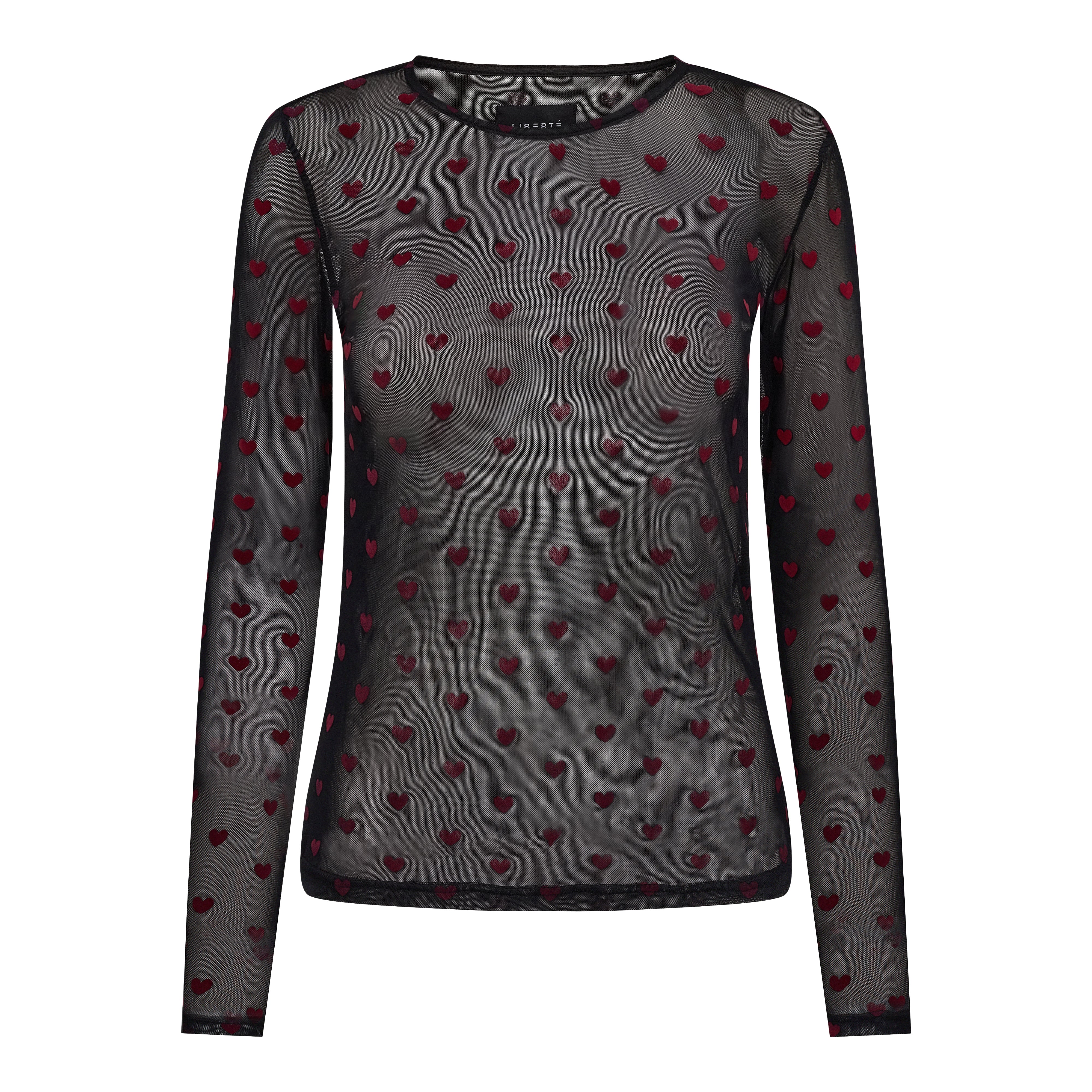 Liberté Mesh LS tshirt black red heart - Online - Mode