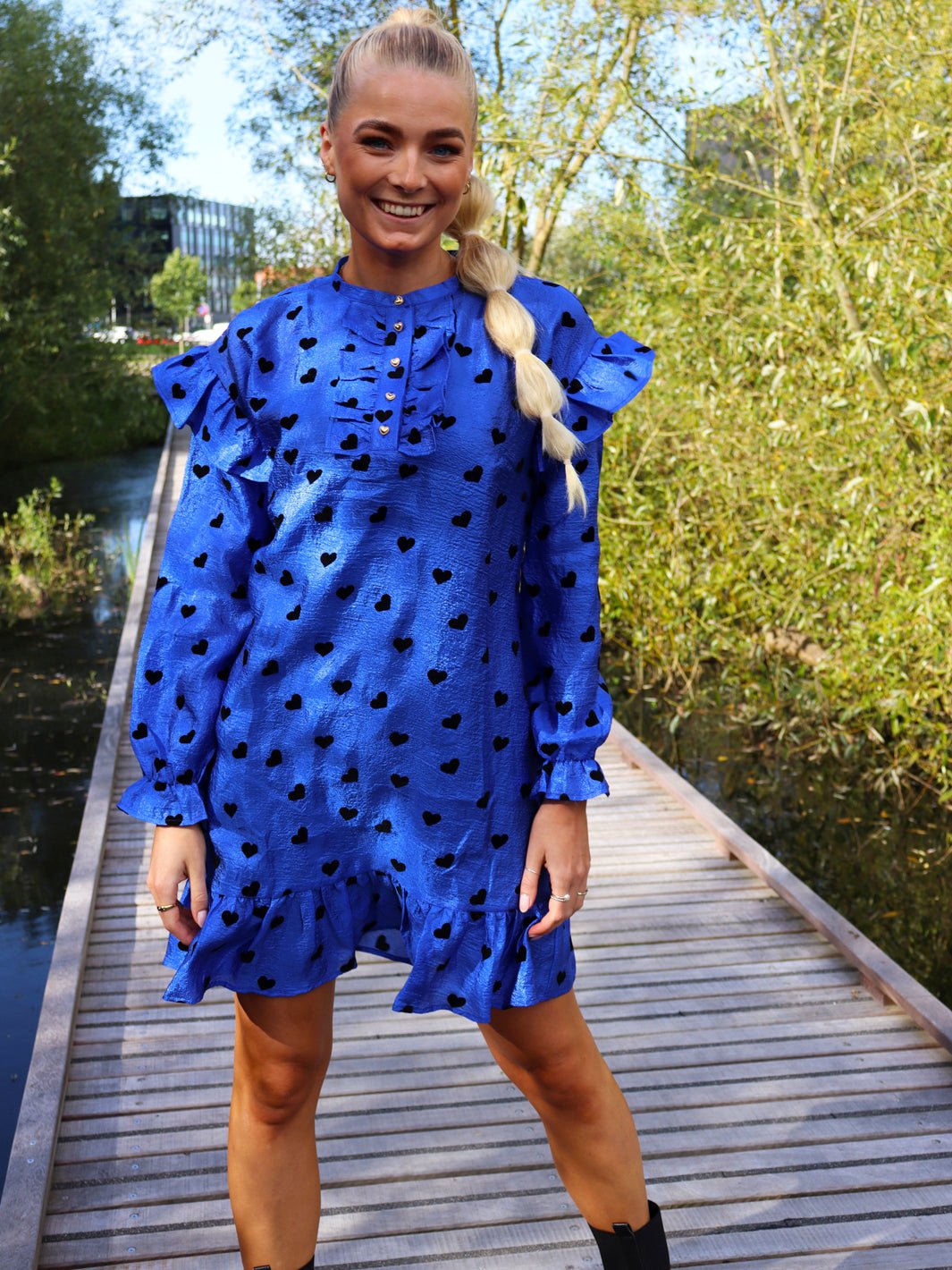 Liberté Tia LS frill dress cobolt - Online - Mode