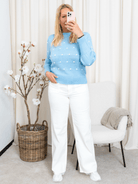 Marta du Chateau Alisee knit celeste/bianco - Online - Mode