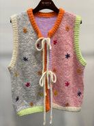 Marta du Chateau Flavie knit vest grey/pink - Online - Mode