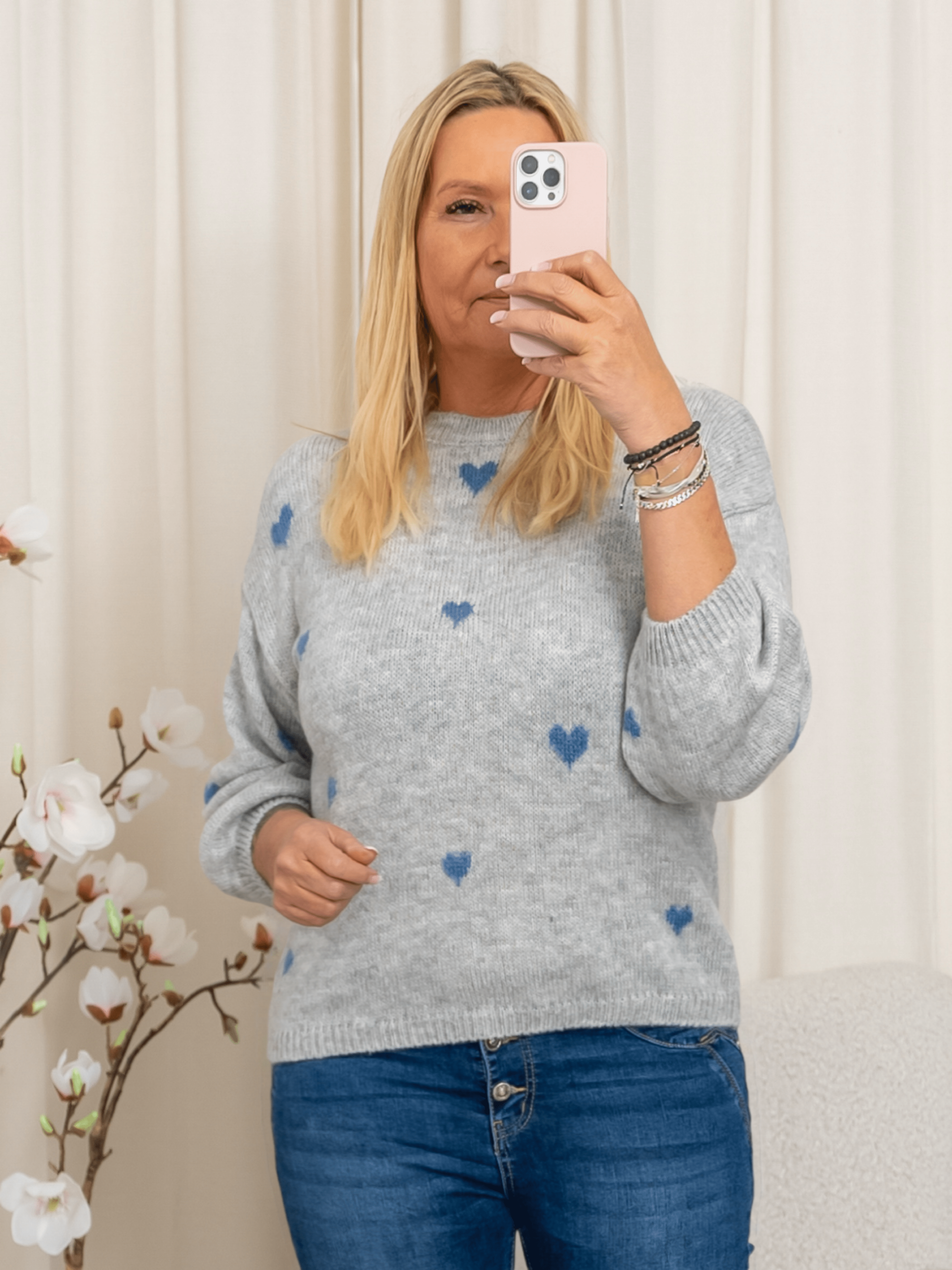 Marta du Chateau Georgina knit light grey/jeans - Online - Mode