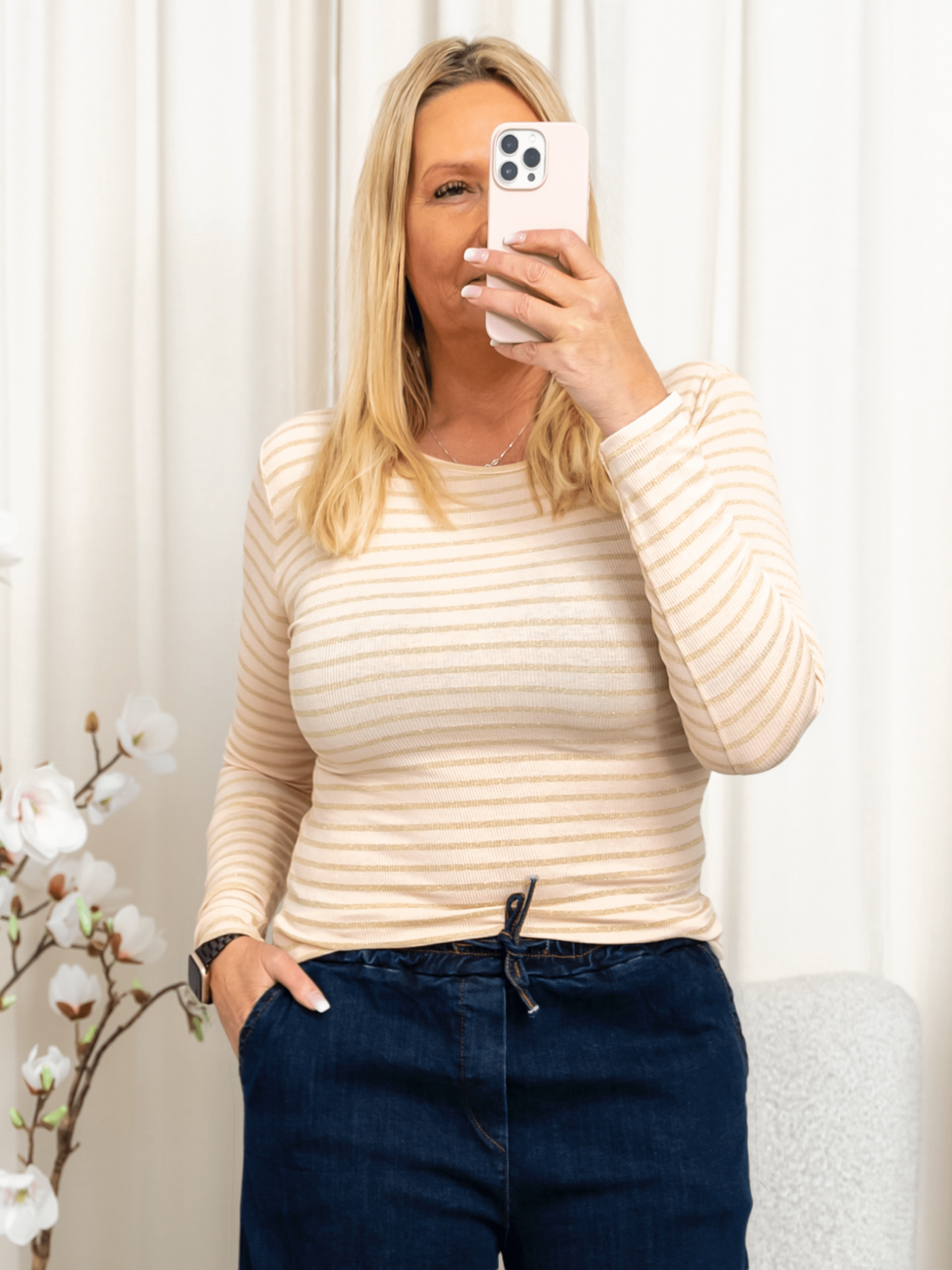 Marta du Chateau Signe longsleeved tee beige/gold - Online - Mode