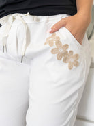 Marta du Chateau Talia pant white/beige flower - Online-Mode