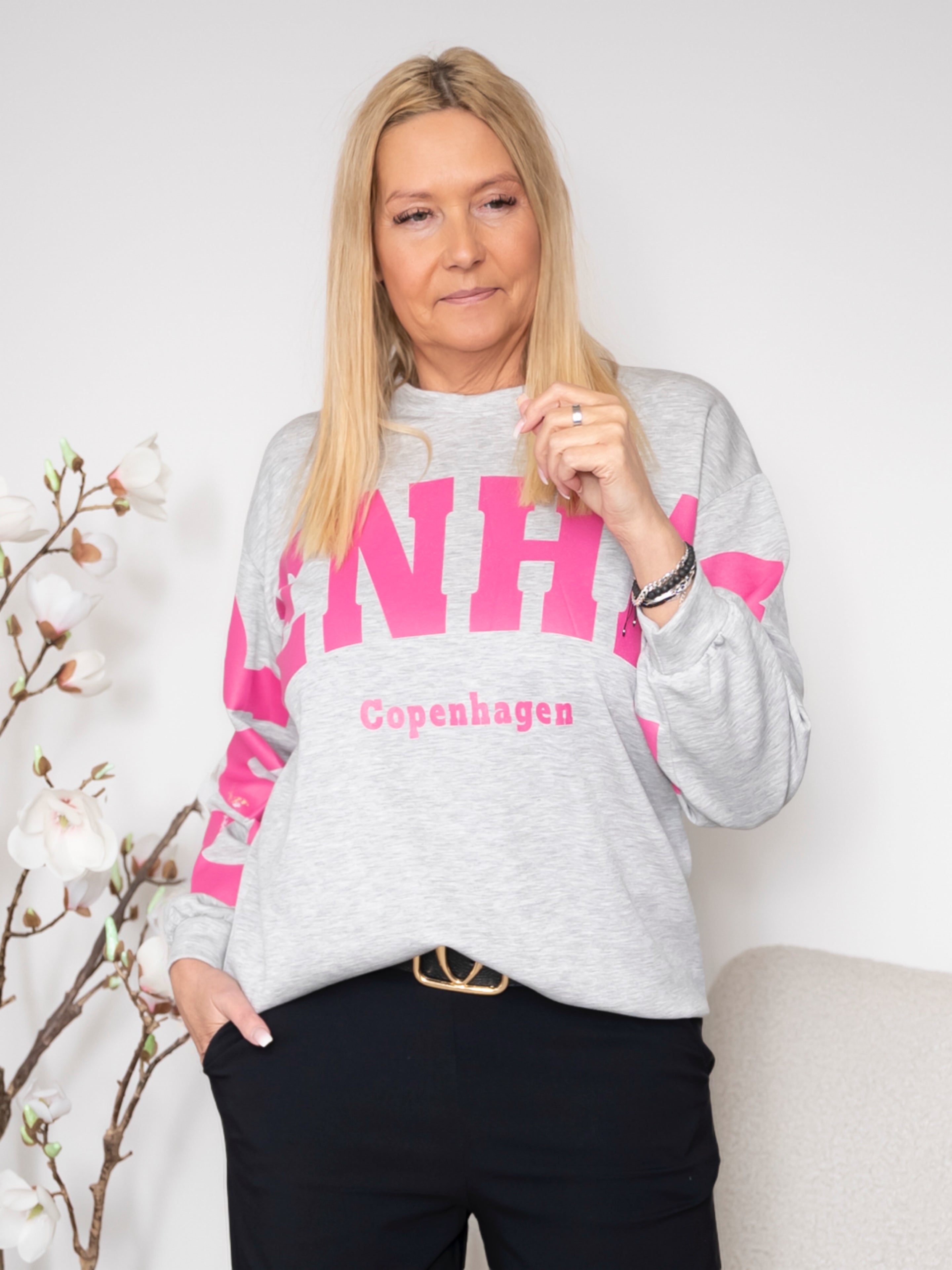 MDC Hibiscus sweatshirt grey/pink - Online-Mode