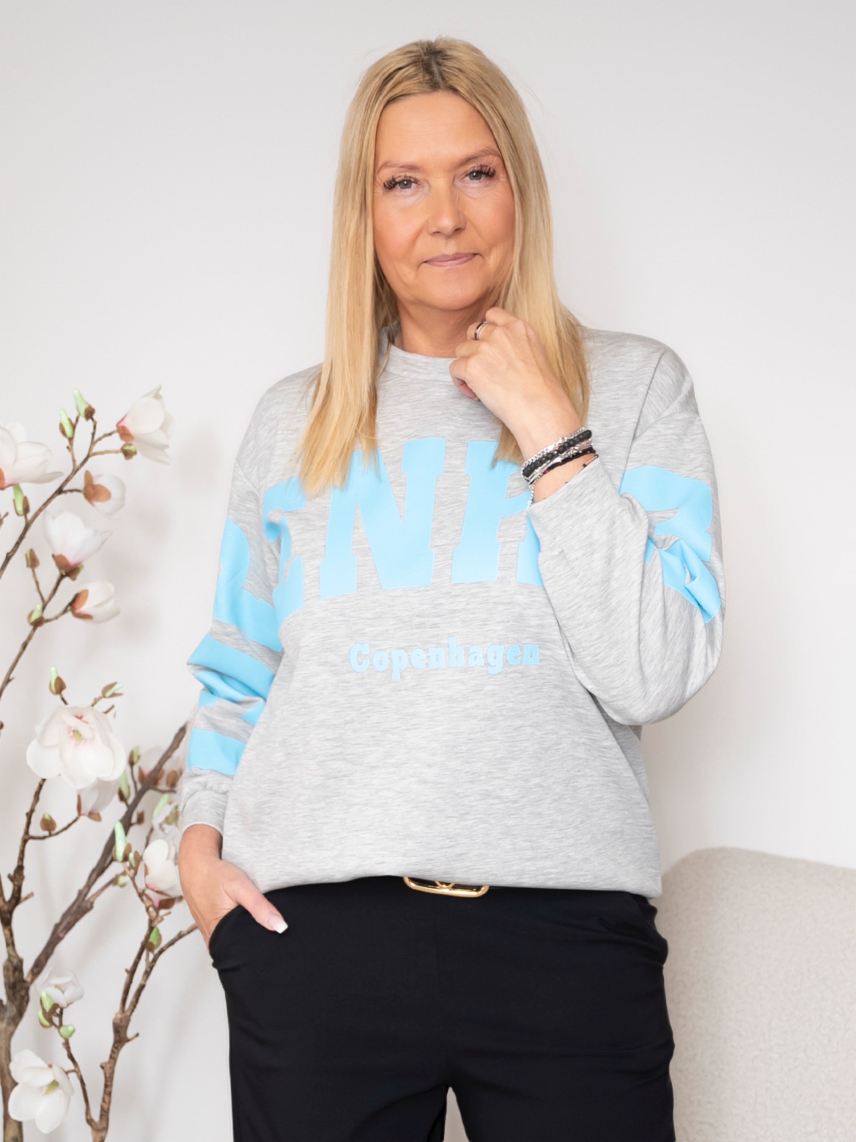 MDC Hibiscus sweatshirt grey/skyblue - Online-Mode