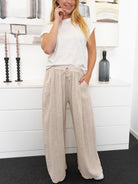 Quinn pants stripe beige - Online - Mode