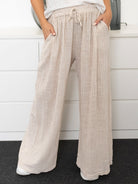 Quinn pants stripe beige - Online - Mode