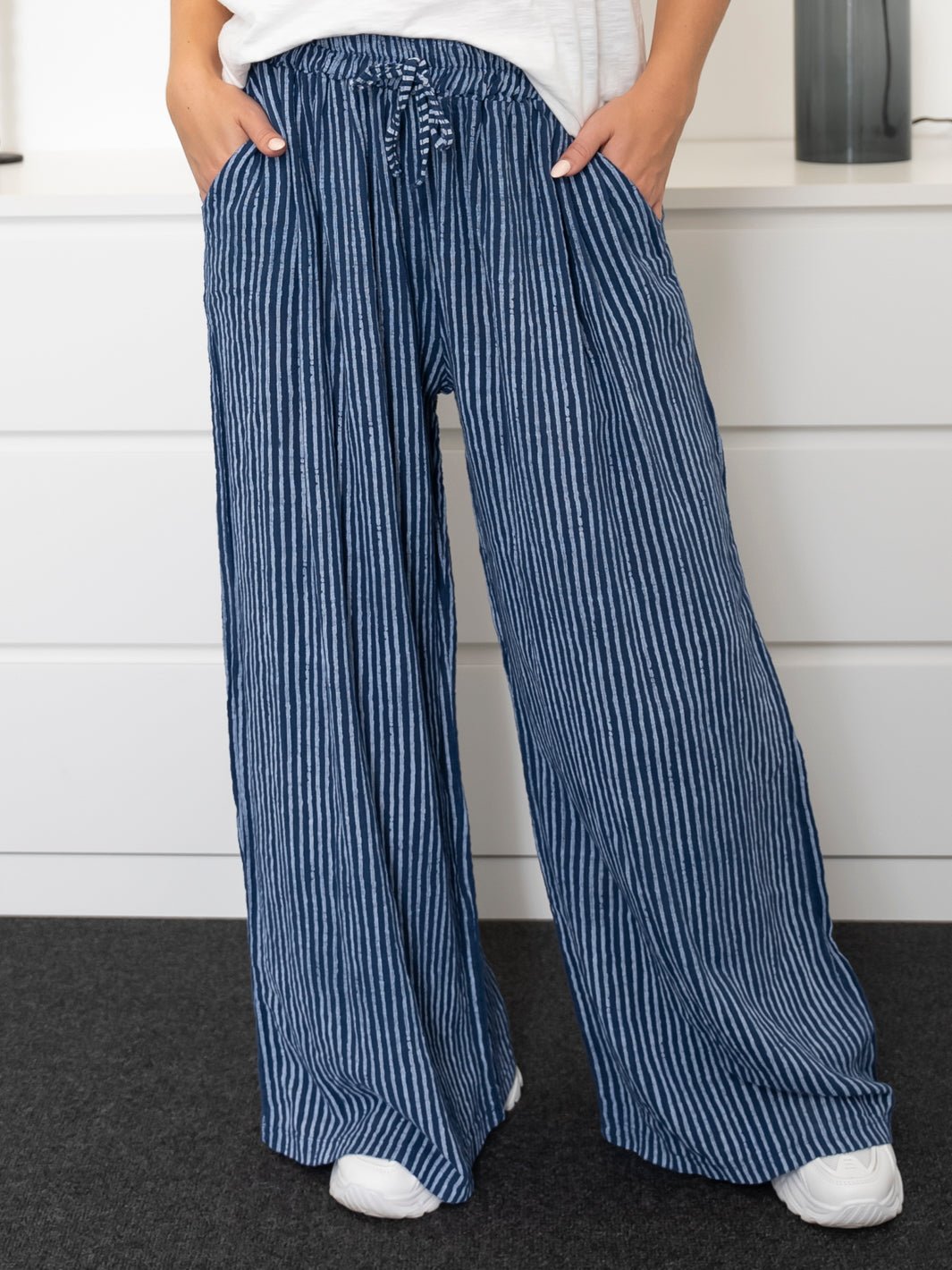 Quinn pants stripe navy - Online - Mode