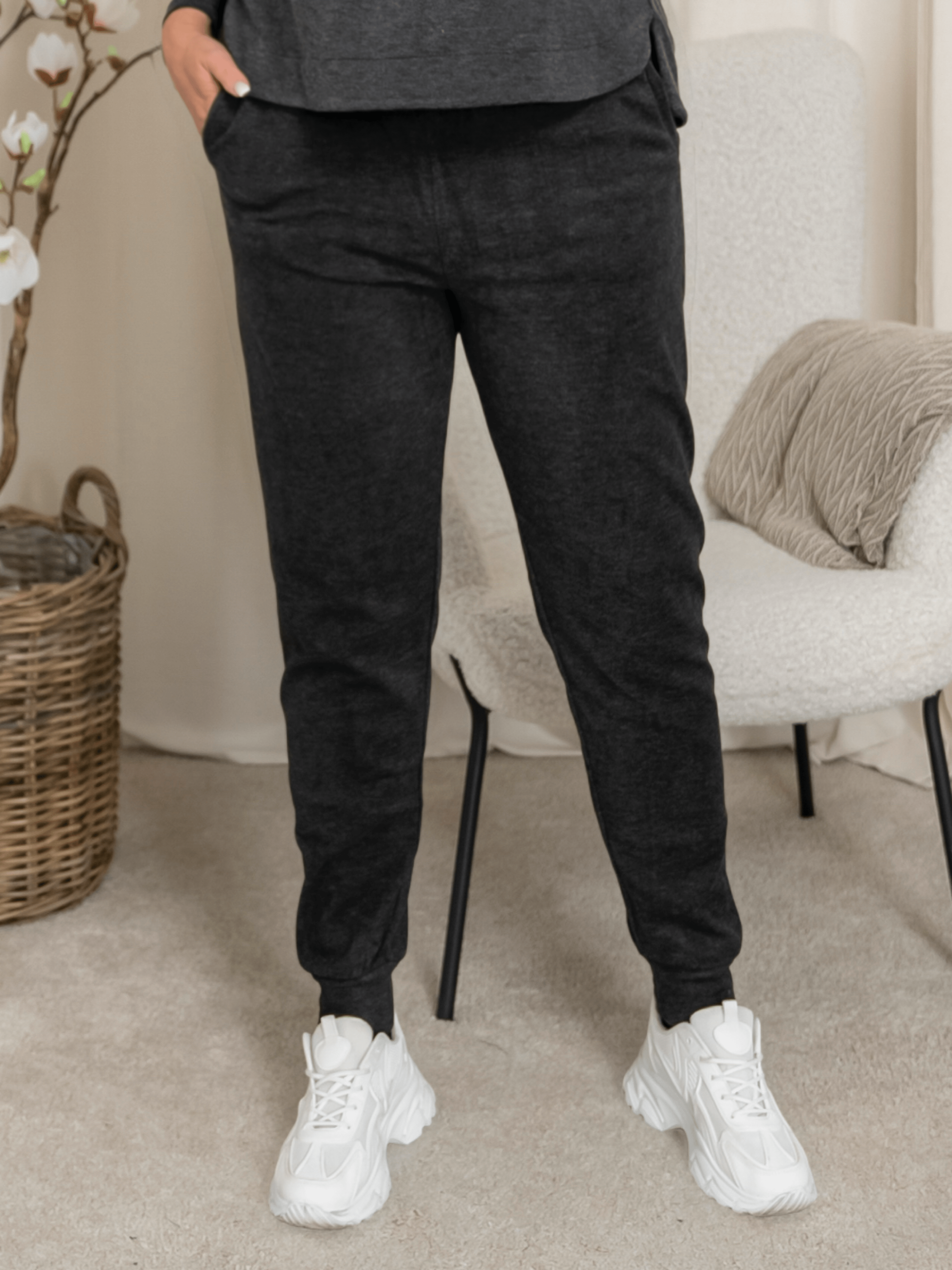 Sabrina fleece sweatpants melange dark grey - Online - Mode