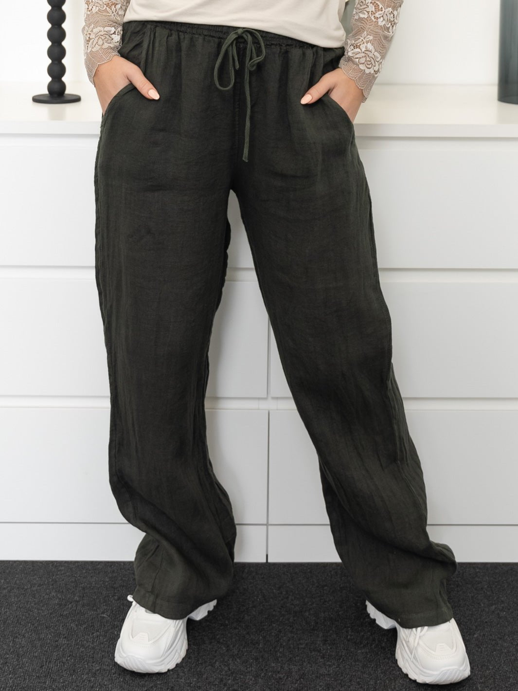 Shay hør pants dark olive - Online - Mode