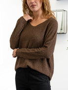 All Week Felia knit bluse chocolate gold lurex - Online-Mode