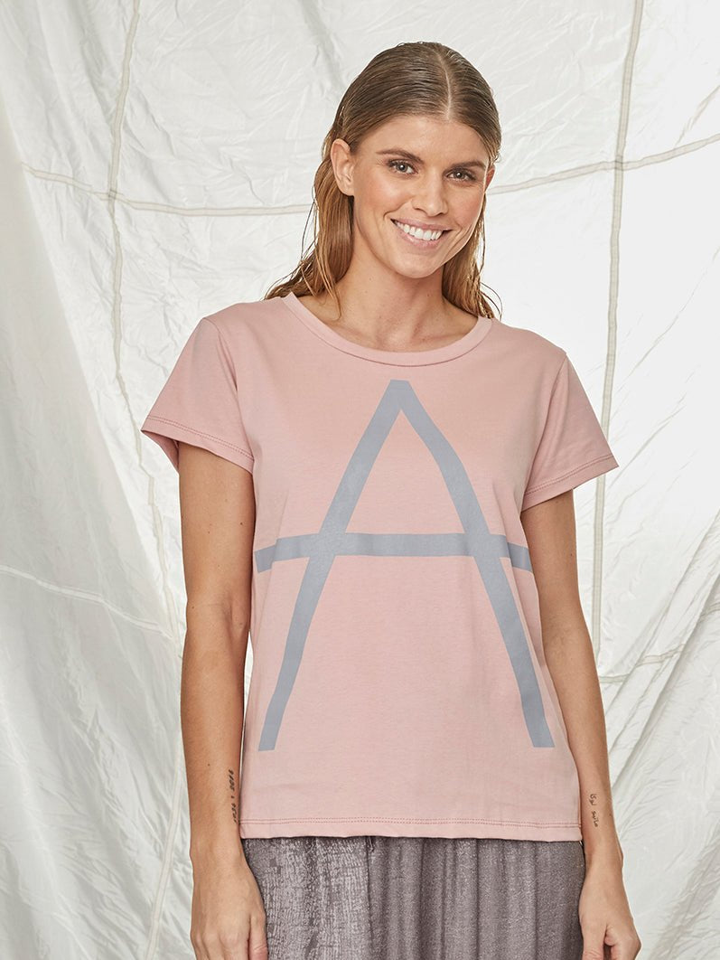 All Week Gabie tee s/s rosa with grey A - Online-Mode