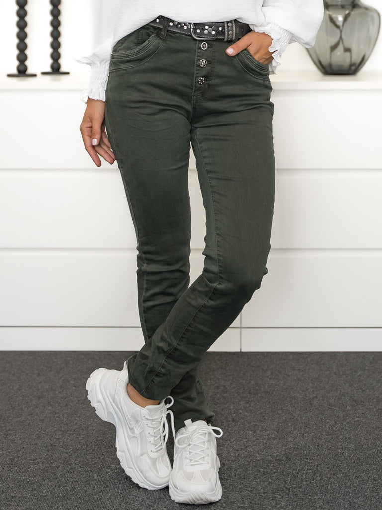Kara jeans dark olive - Online-Mode