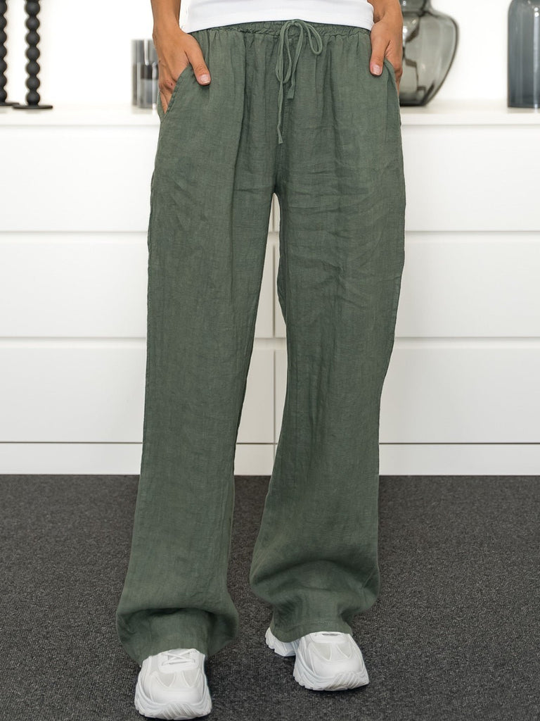 Shay hør pants oliven - Online-Mode
