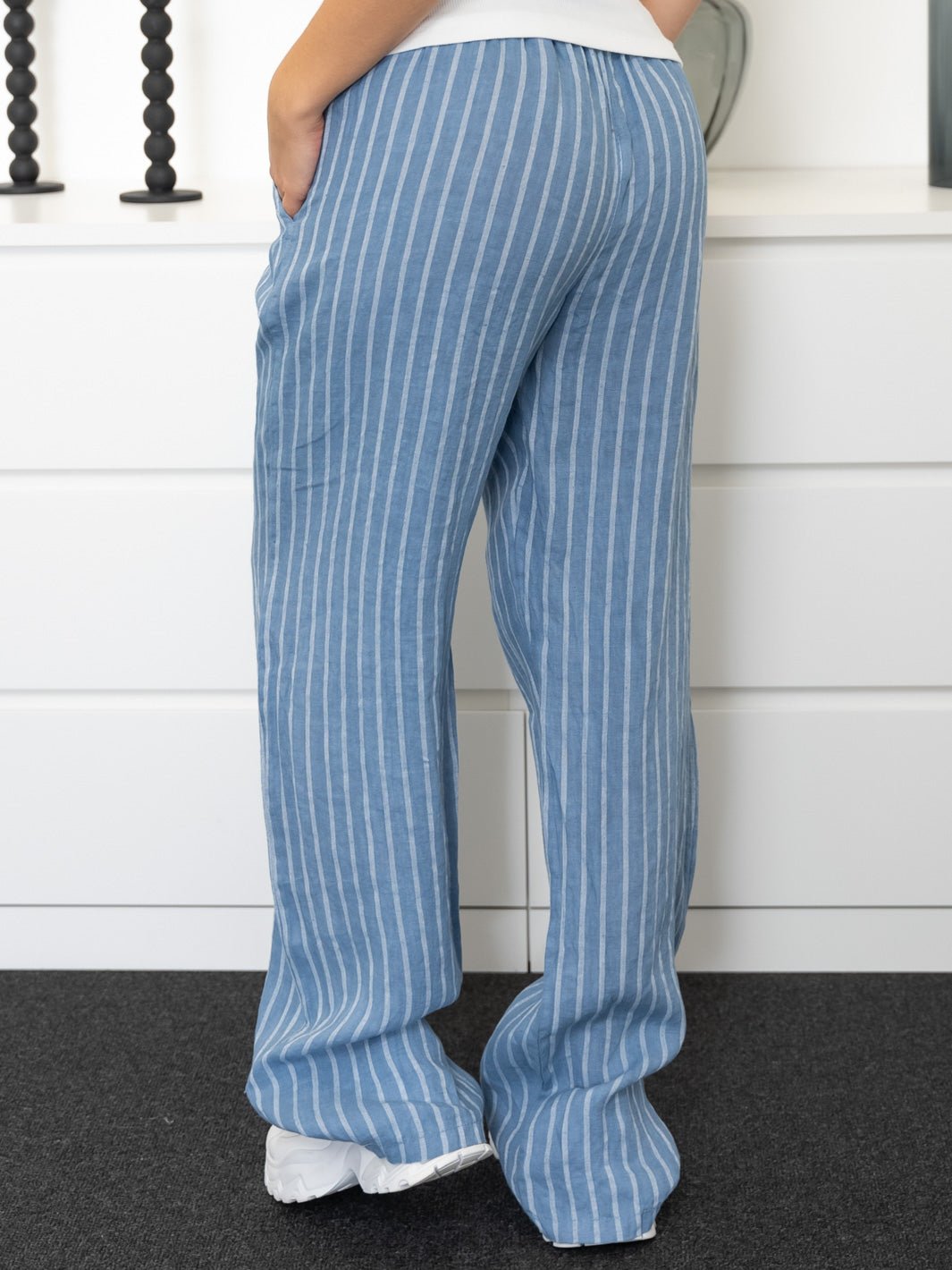 Shay Stripe hør pants blue - Online-Mode