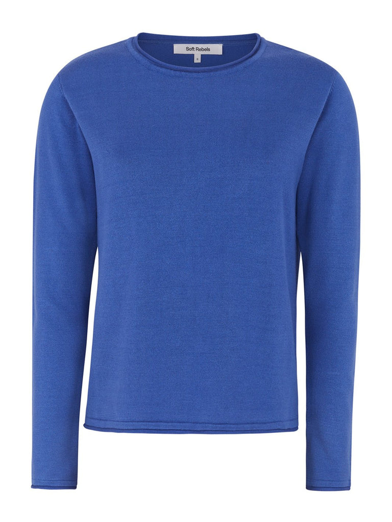 Soft Rebels SRMarla O-neck roll edge knit dazzling blue - Online-Mode