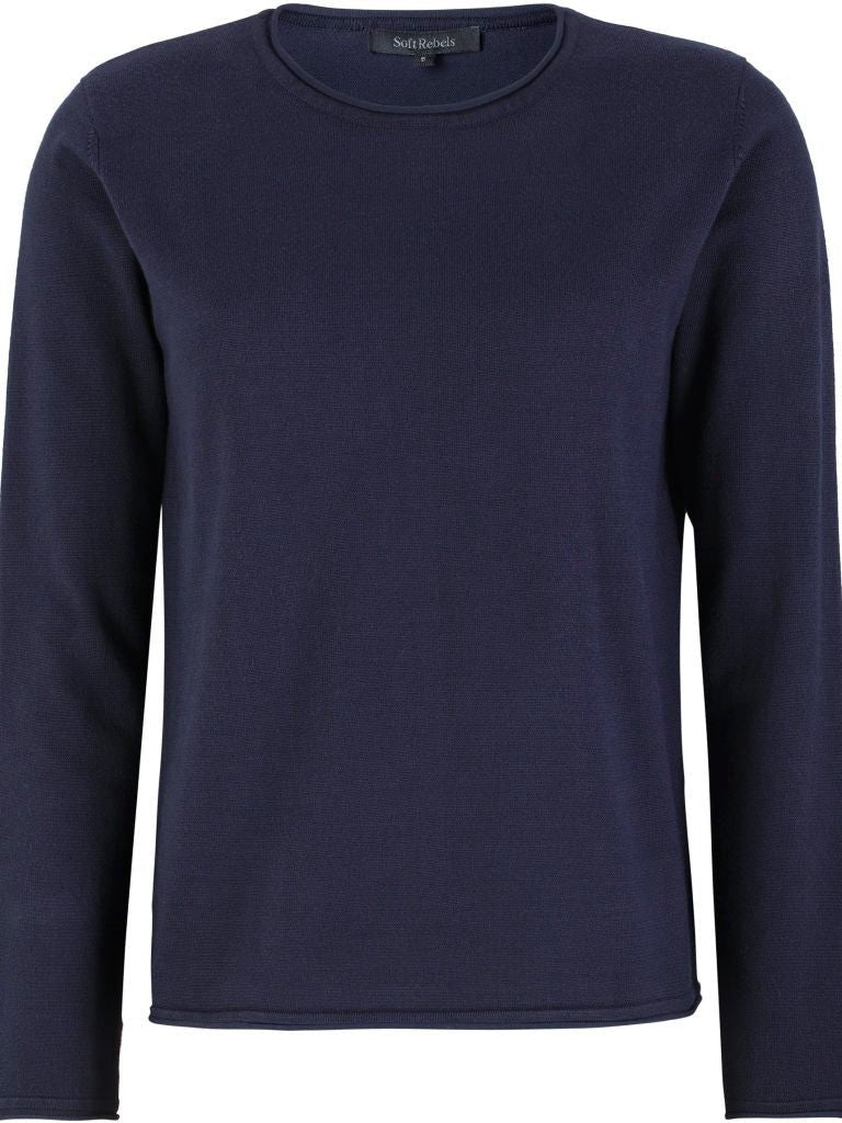 Soft Rebels SRMarla O-neck roll edge knit total eclipse - Online-Mode
