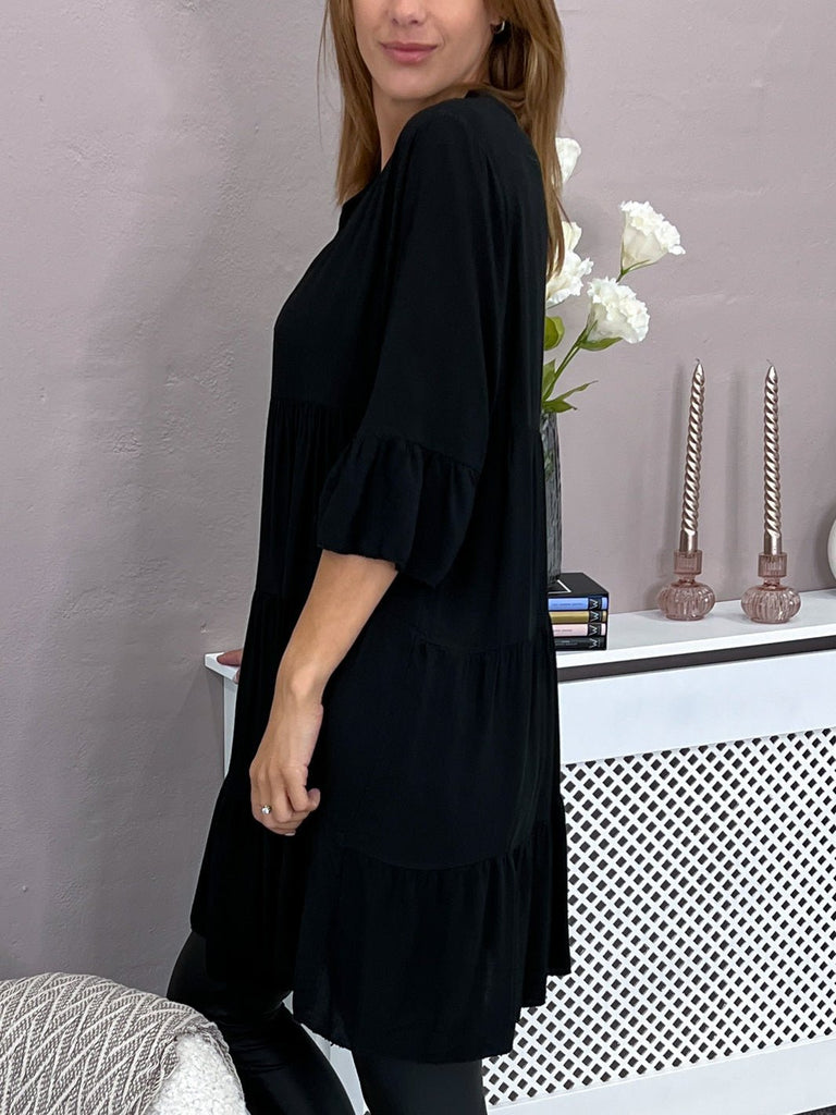 Valentina button dress black - Online-Mode